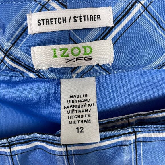 Izod XFG Golf Blue Black White Plaid Stretch Women's size 12 Skort Skirt - Picture 7 of 8